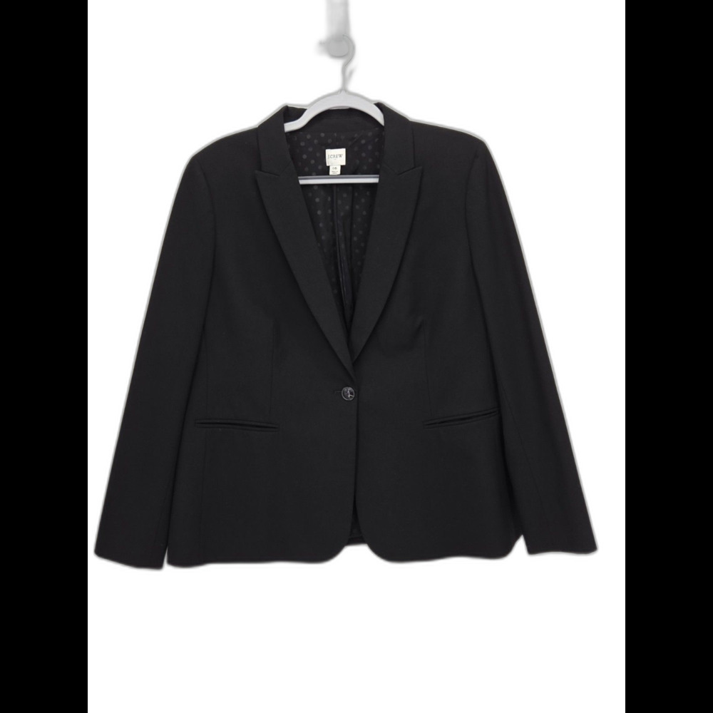 New J Crew Ruby Blazer Jacket Womens 16 Black One Button Stretch